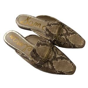 Sam Edelman Evelan Snake Skin Chain Loafers Mules Flats Size 6M